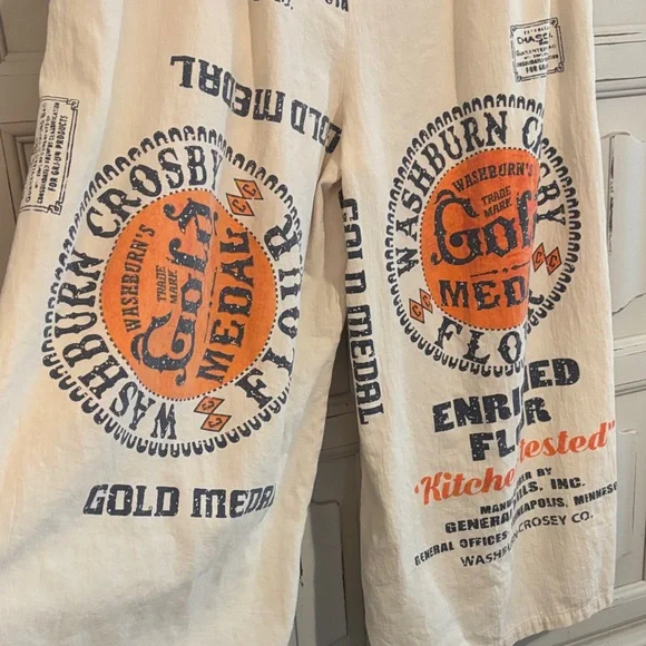 Vintage Flour Sack Print Wide Leg Pants - Picture 6 of 7